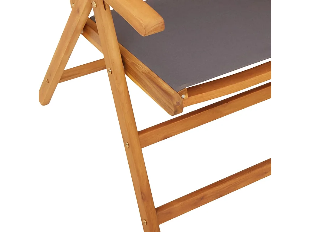 Set di 4 sedie reclinabili da giardino in tessuto e legno massello