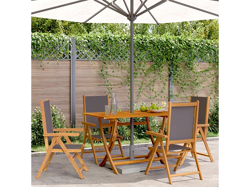 Chaises inclinables de jardin lot de 4 tissu et bois massif