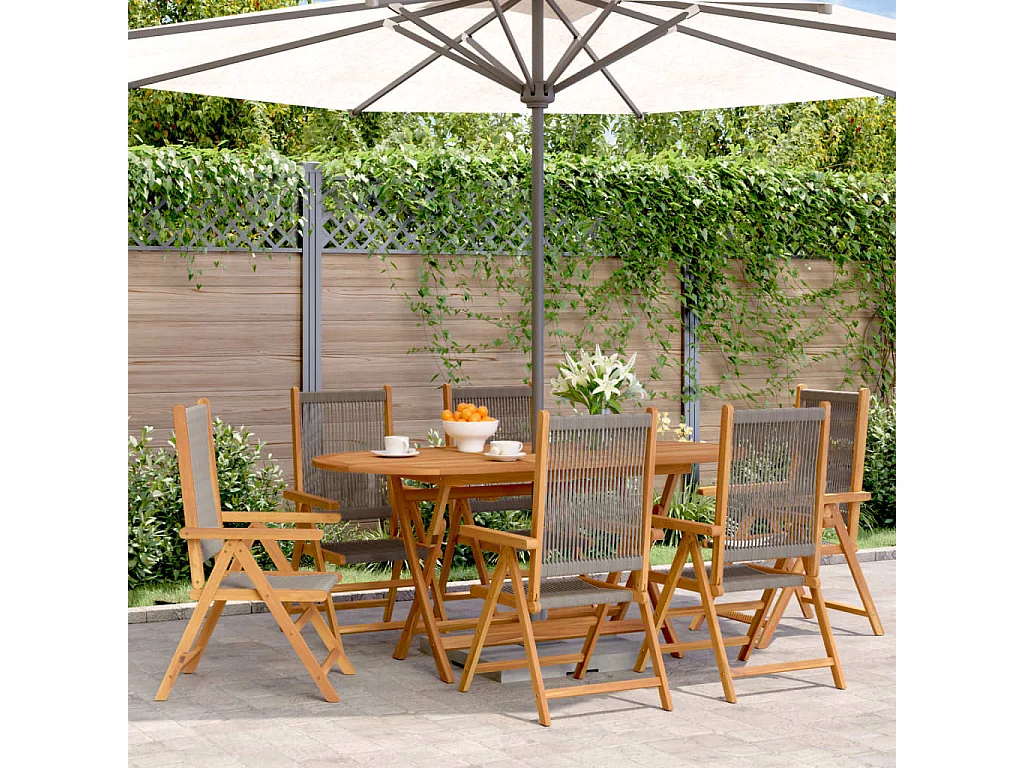 Gartenliegestühle 6er Set Grau Massivholz Akazie