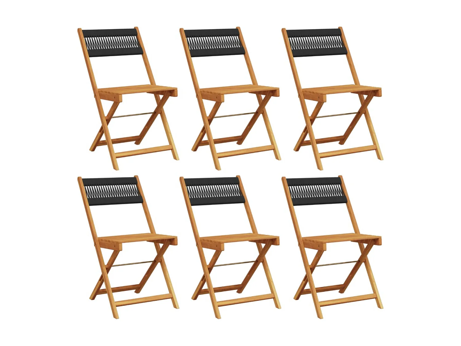 Set di 6 sedie pieghevoli da giardino in legno massello di acacia nero