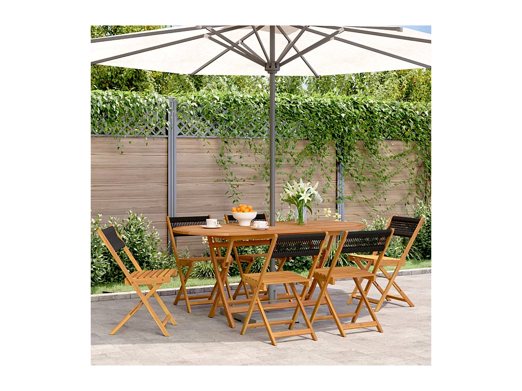 Chaises de jardin pliantes lot de 6 noir bois d'acacia massif