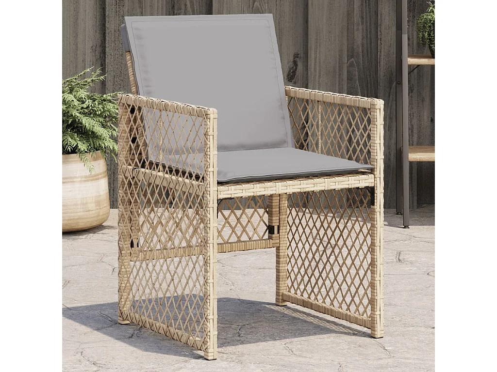 Sedie da giardino con cuscini set di 4 beige mix