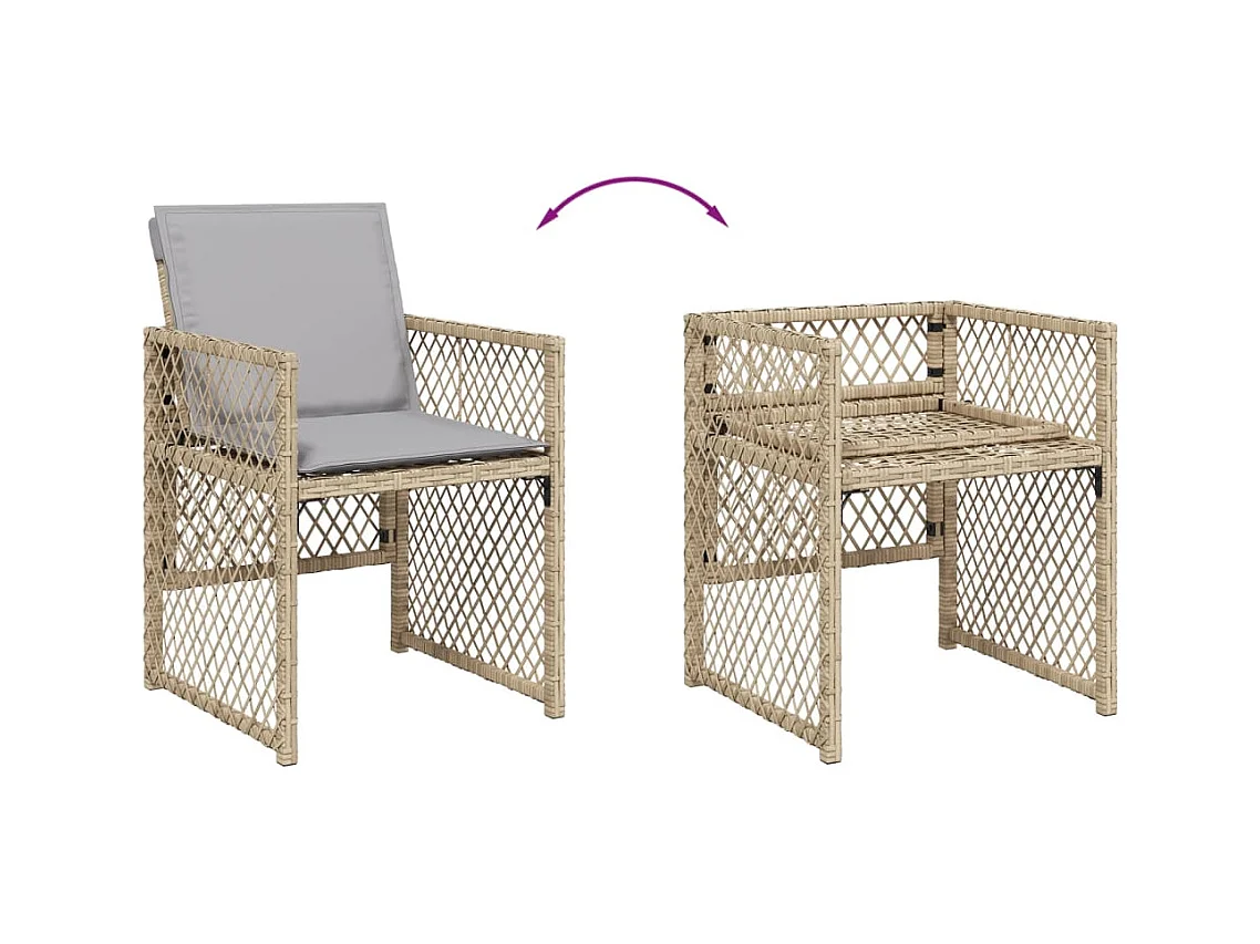 Chaises de jardin avec coussins lot de 4 mélange beige