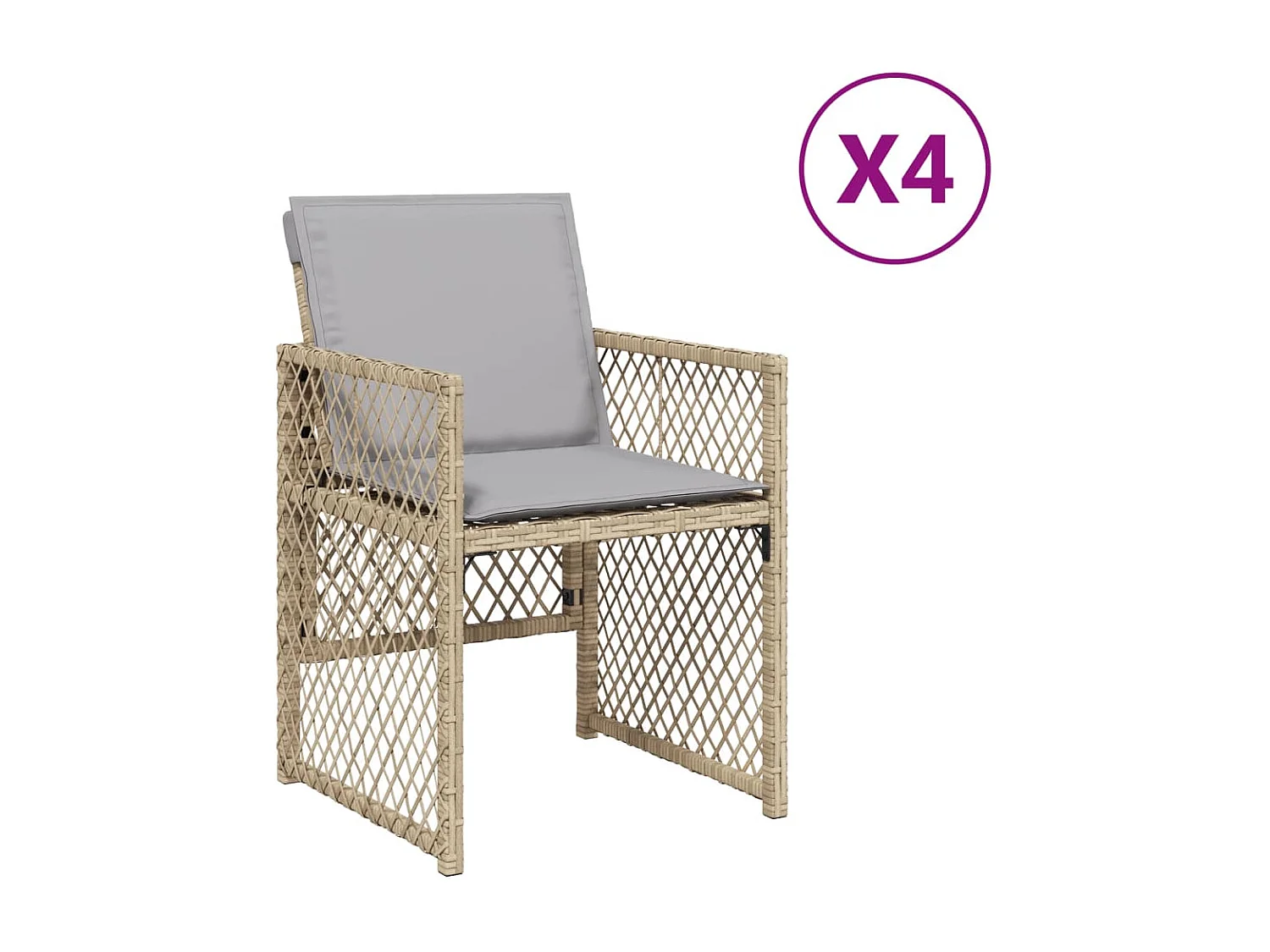 Chaises de jardin avec coussins lot de 4 mélange beige