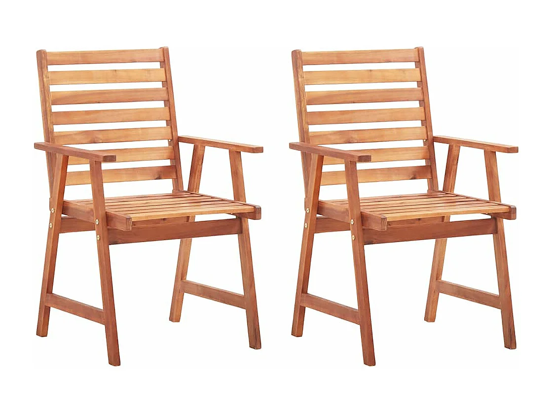 Chaises à manger d'extérieur lot de 2 et coussins Acacia massif