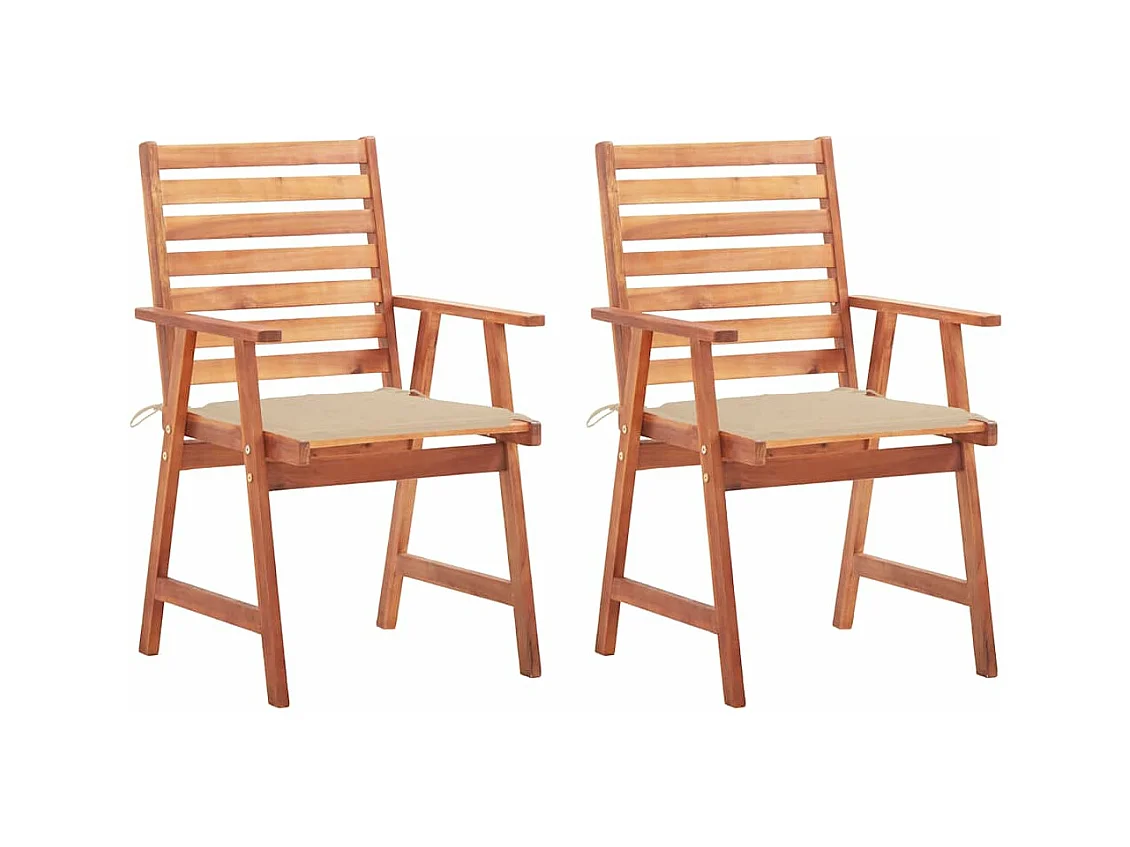 Set van 2 tuinstoelen en kussens van massief acaciahout
