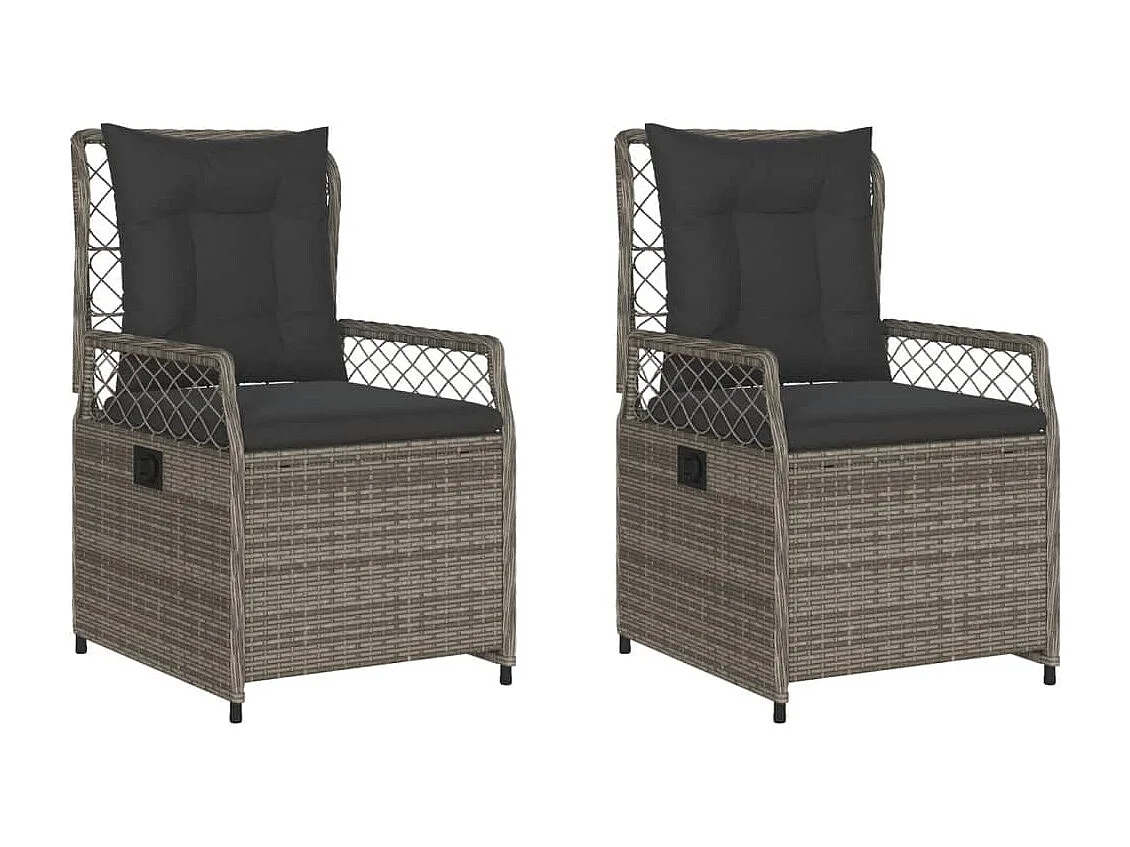 Chaises inclinables de jardin lot de 2 gris résine tressée