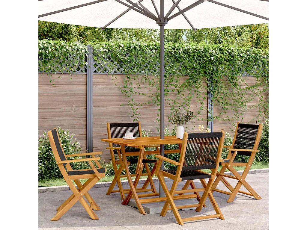 Chaises de jardin pliantes lot de 4 noir bois d'acacia massif