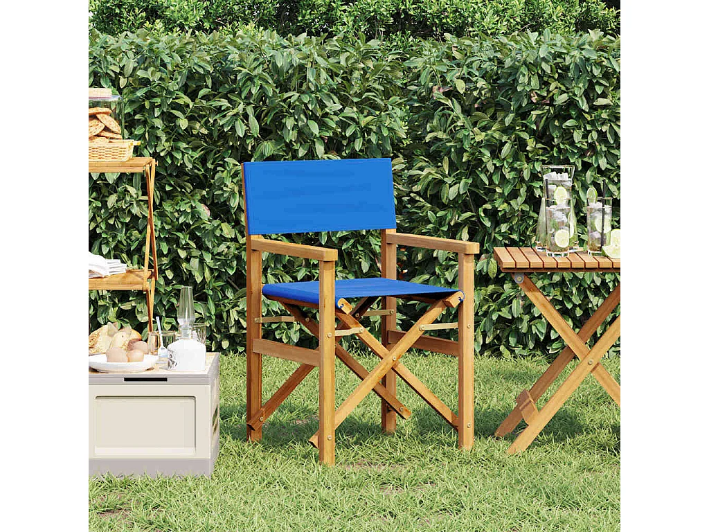 Chaise de metteur en scène pliante bleu bois teck massif