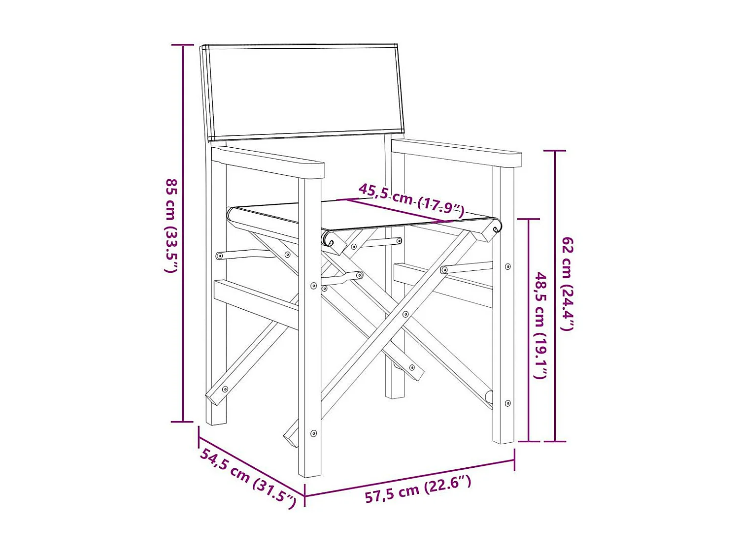 Chaise de metteur en scène pliante bleu bois teck massif