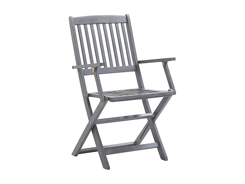 Set di 6 sedie pieghevoli da esterno e cuscini in legno di acacia