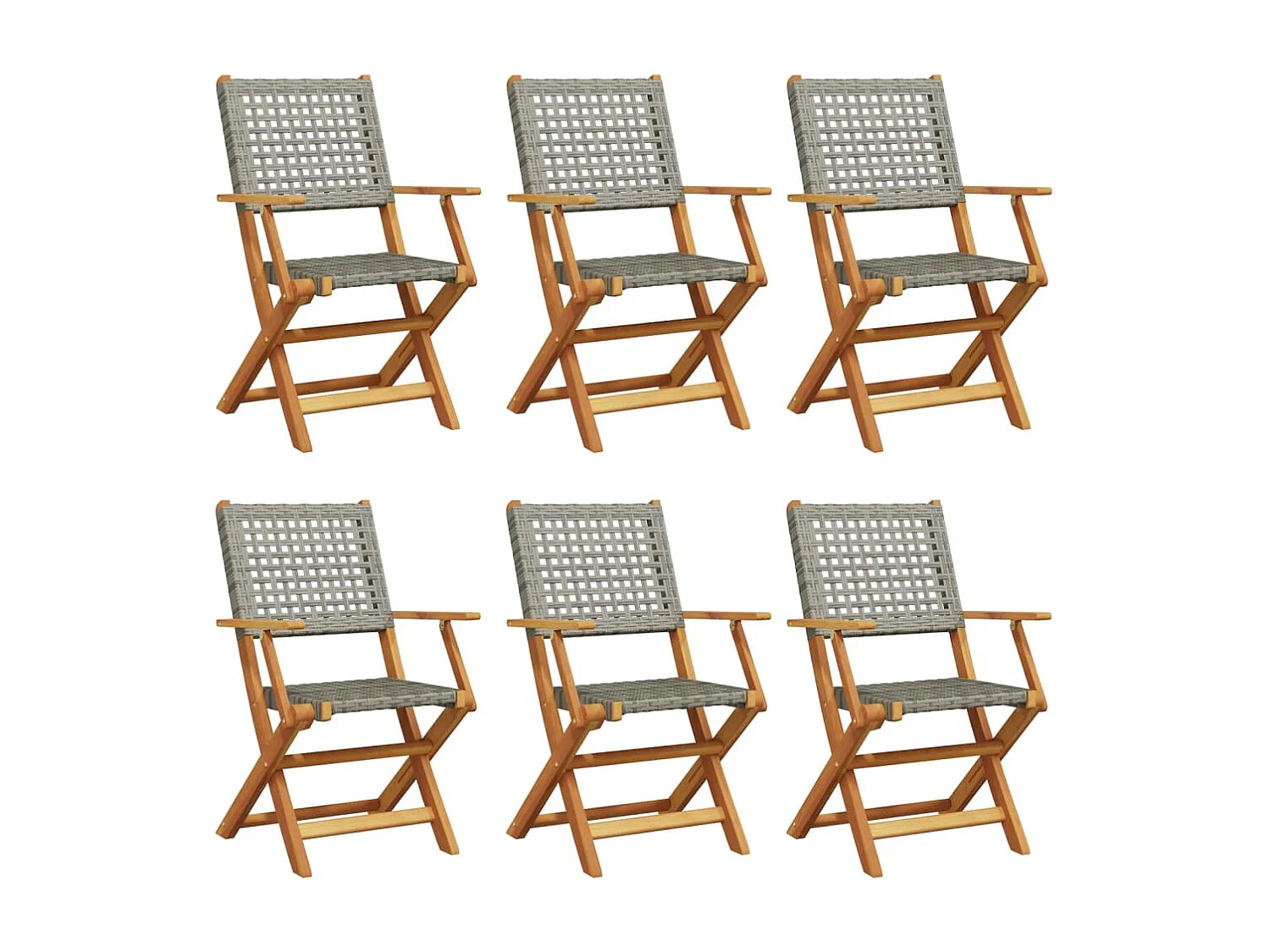 Chaises de jardin pliantes lot de 6 gris poly rotin bois massif