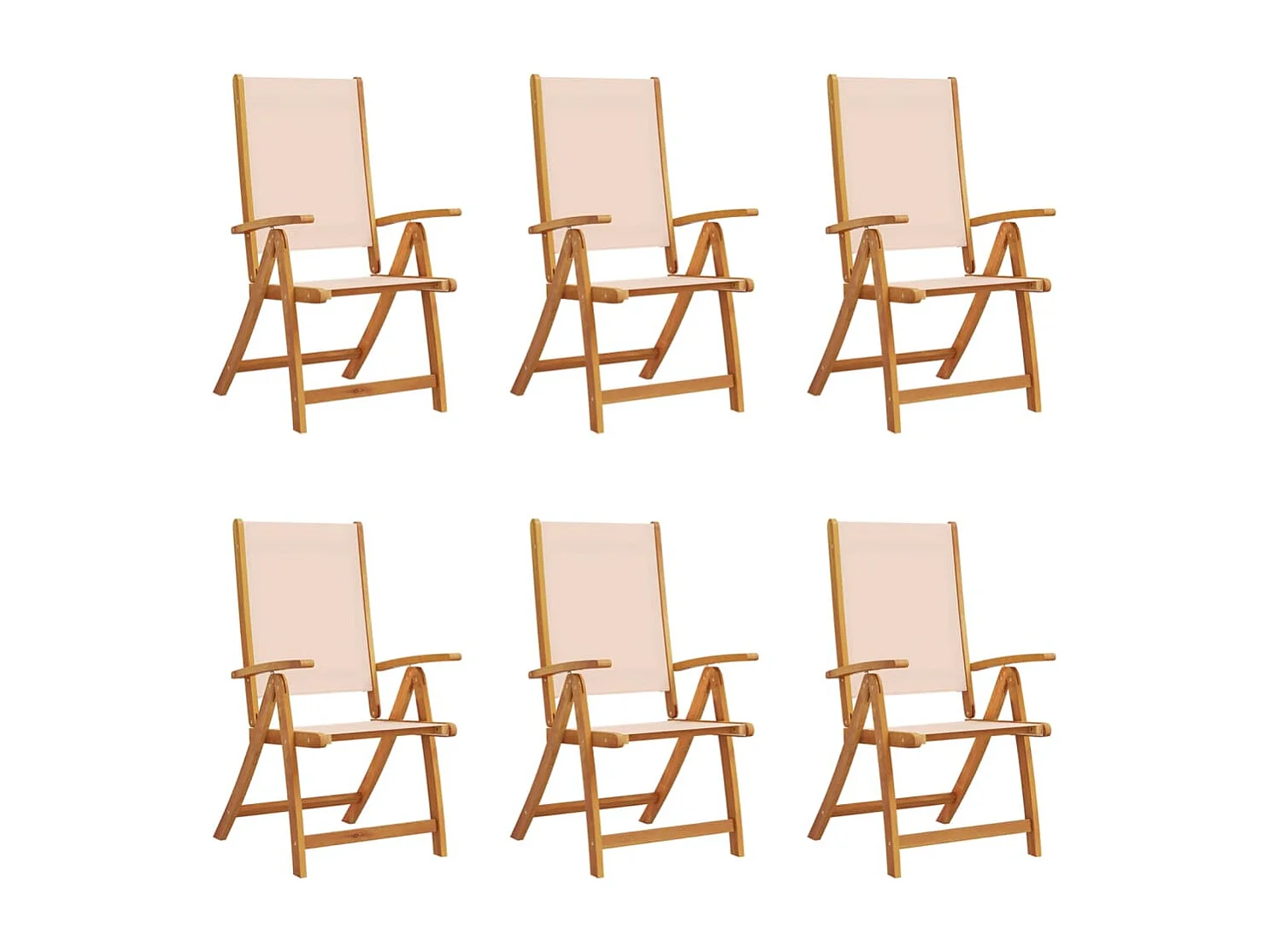 Klappbare Gartenstühle 6er-Set aus Akazienholz und Textilene