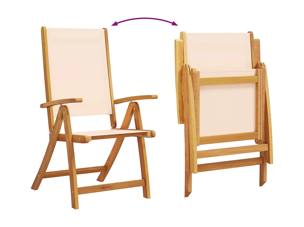 Chaises pliables de jardin lot de 6 bois d'acacia et textilène