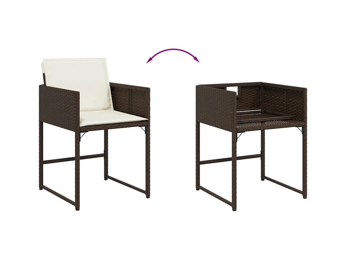 Chaises de jardin avec coussins lot de 4 marron résine tressée