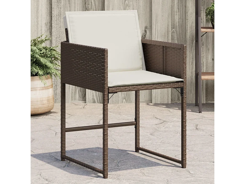 Chaises de jardin avec coussins lot de 4 marron résine tressée