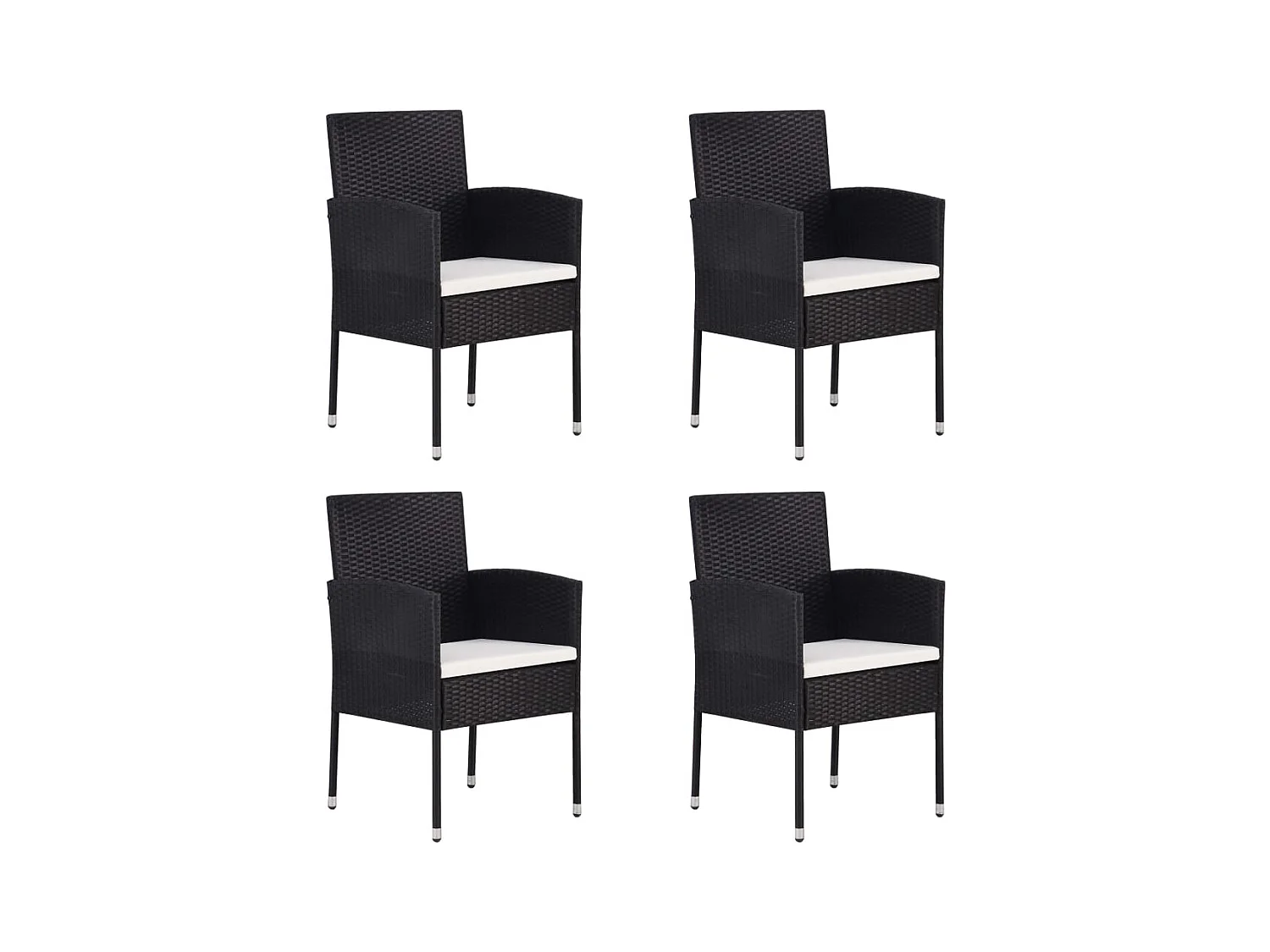 Chaises de jardin coussins blanc crème 4pcs noir résine tressée