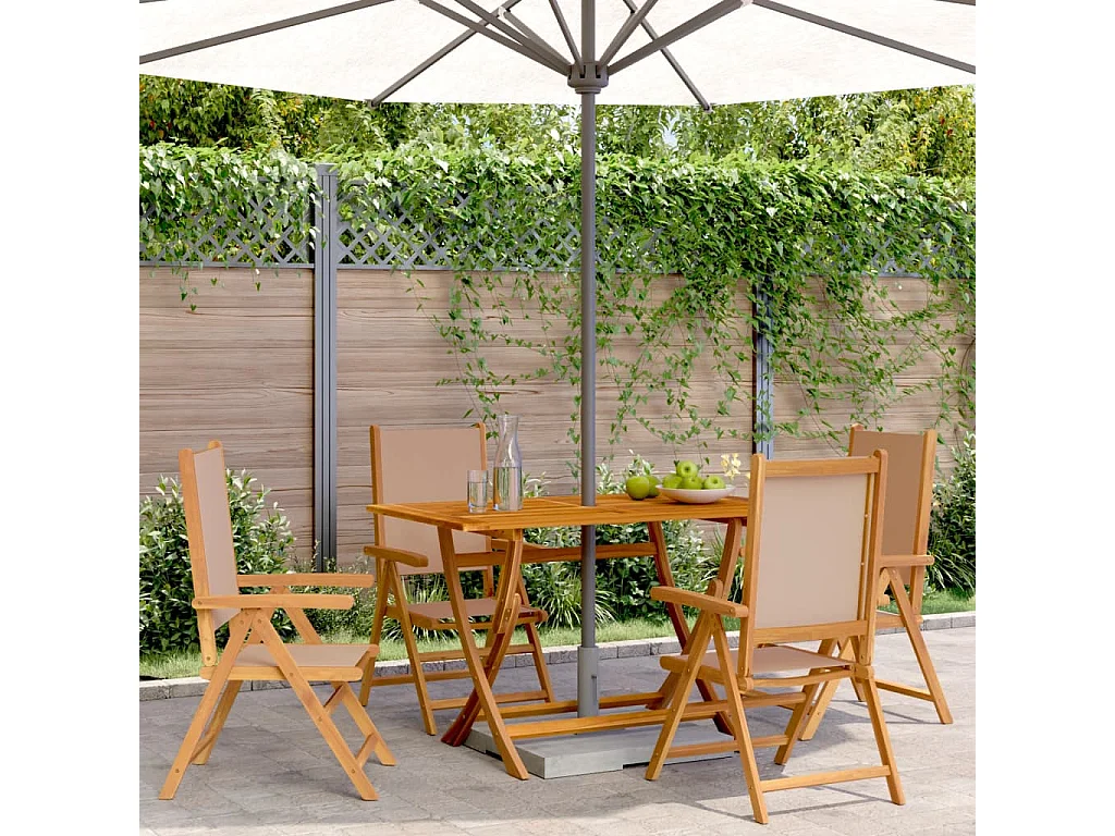 Chaises inclinables de jardin lot de 4 taupe tissu bois massif