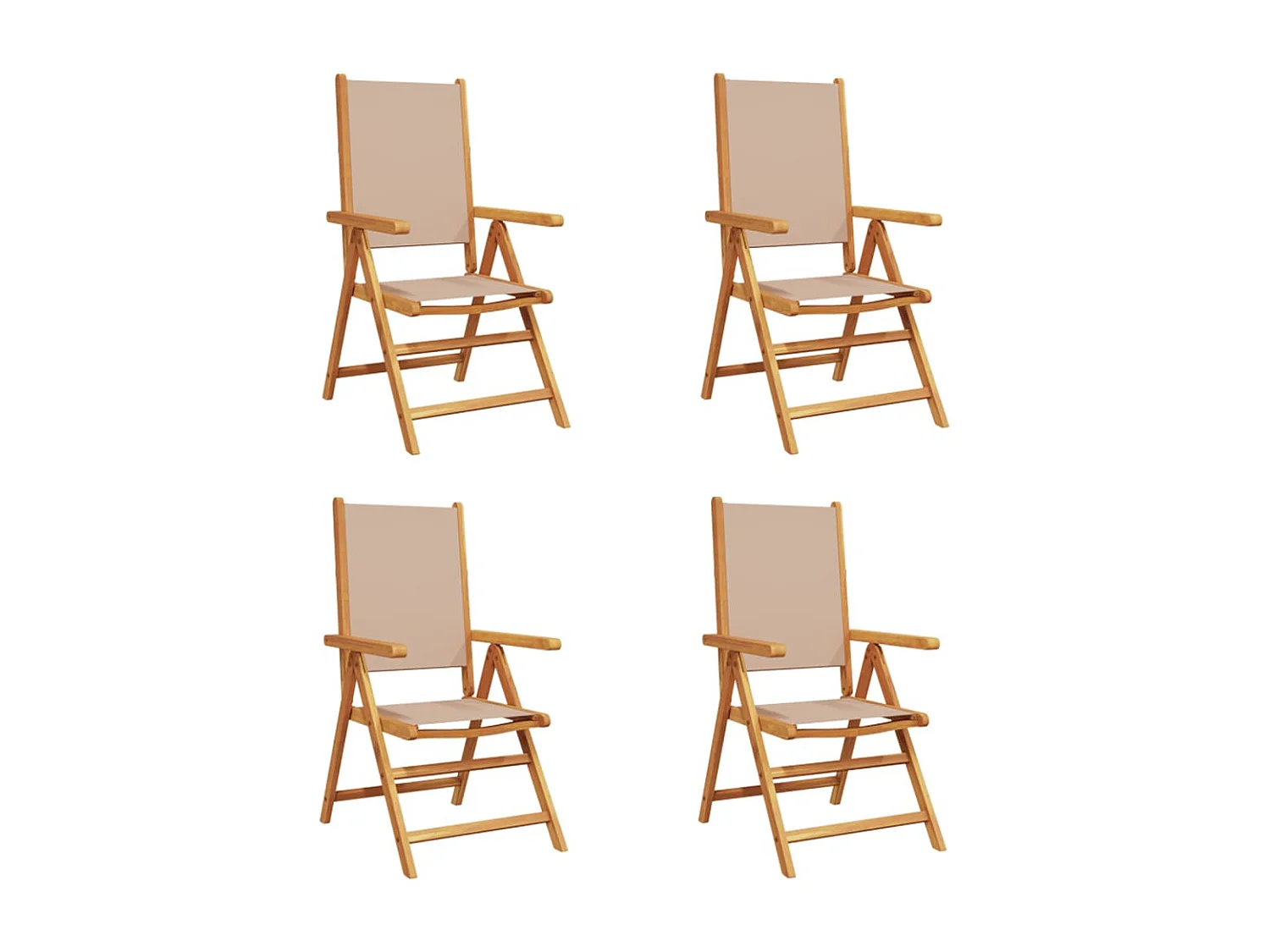 Chaises inclinables de jardin lot de 4 taupe tissu bois massif