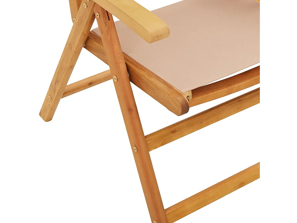Chaises inclinables de jardin lot de 4 taupe tissu bois massif