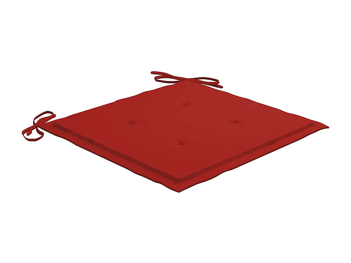 Juego de 3 sillas de jardín con cojines rojos Madera maciza de teca