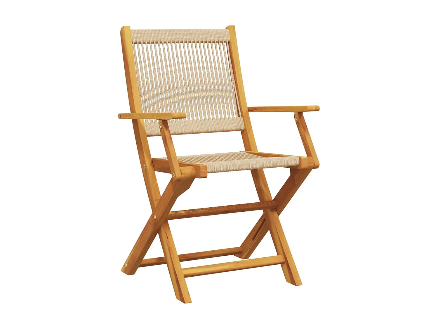 Juego de 4 sillas de jardín plegables de madera maciza de acacia beige