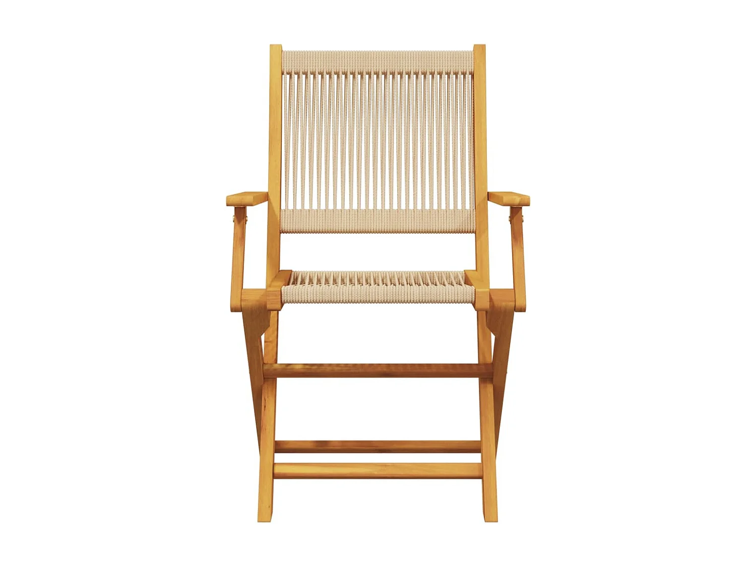 Juego de 4 sillas de jardín plegables de madera maciza de acacia beige