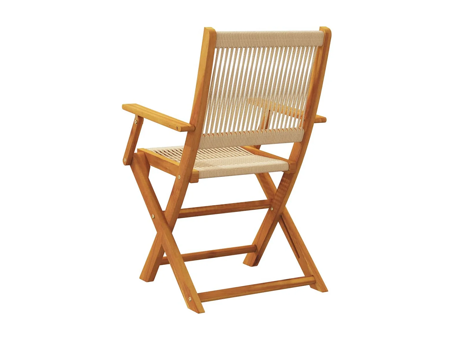 Juego de 4 sillas de jardín plegables de madera maciza de acacia beige