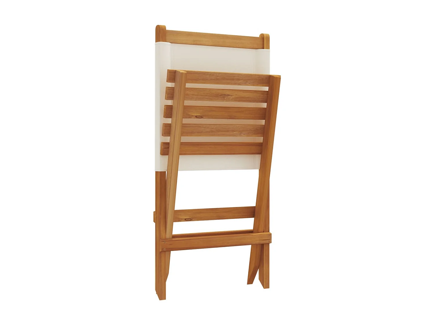 Juego de 2 sillas de jardín de madera maciza de acacia de color blanco crema y tela