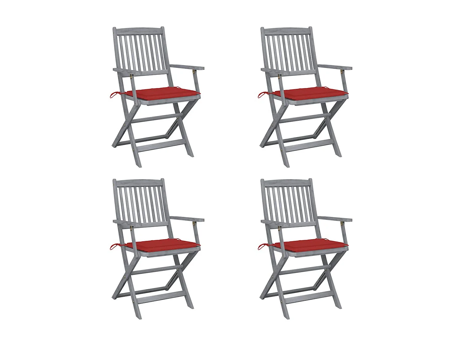 Chaises pliables d'extérieur lot de 4 et coussins Bois d'acacia