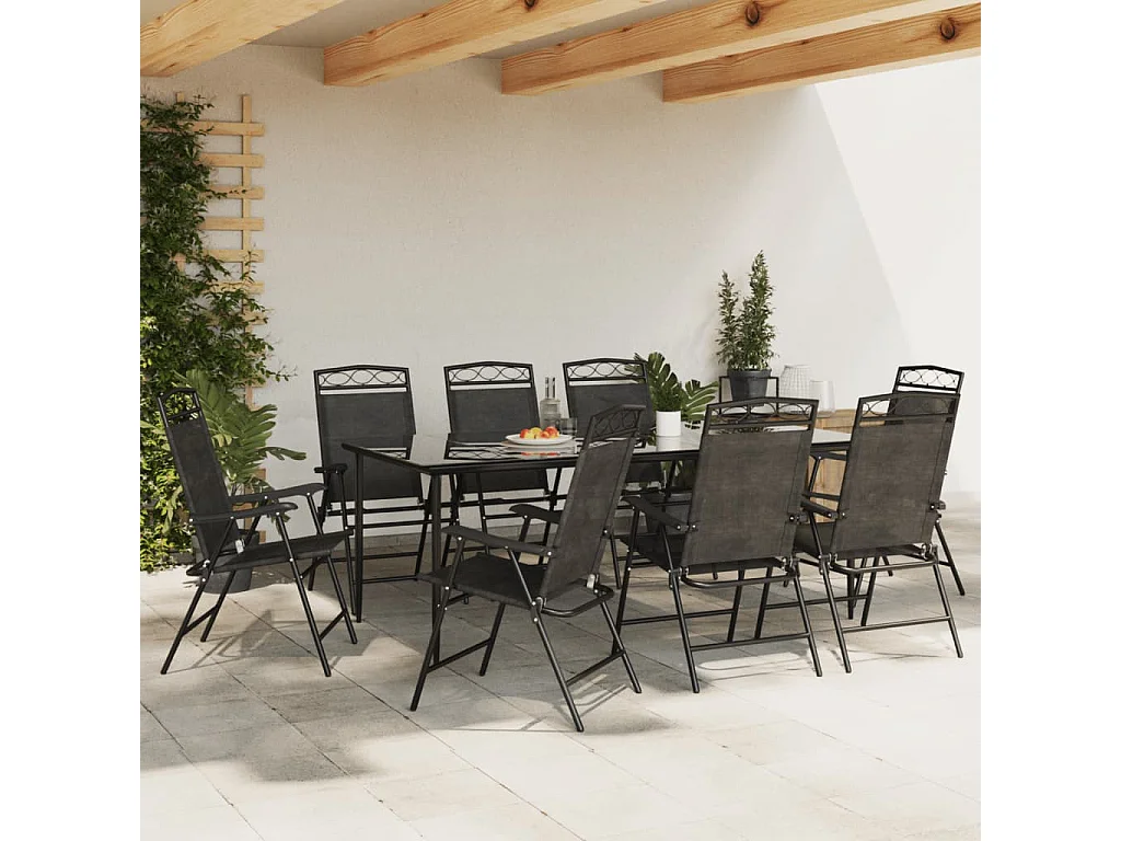 Chaises de jardin pliables lot de 8 en acier et textilène