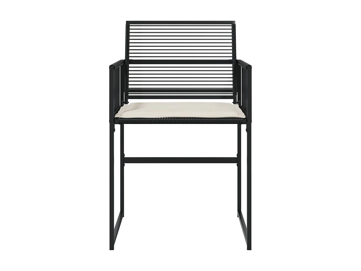 Set di 4 sedie da giardino con cuscini neri in resina intrecciata