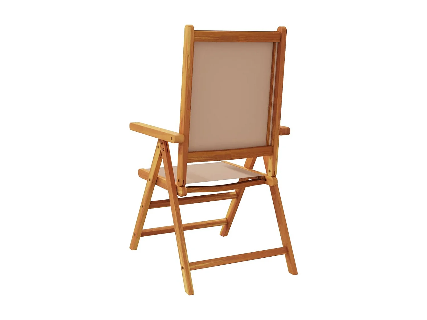 Set di 8 sedie da giardino reclinabili in tessuto color tortora e legno massello