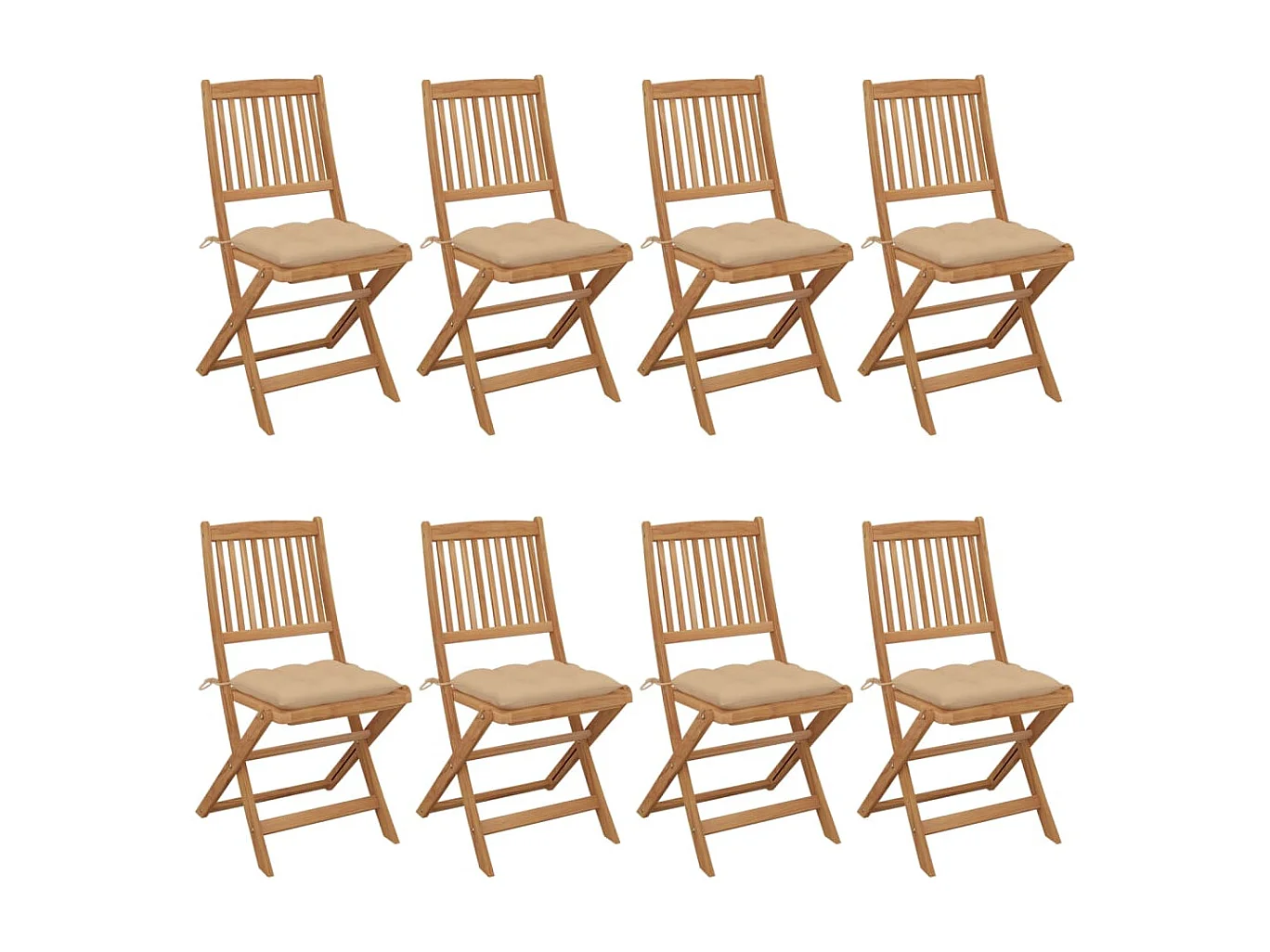 Klappbare Gartenstühle 8er Set mit Auflagen Akazienholz