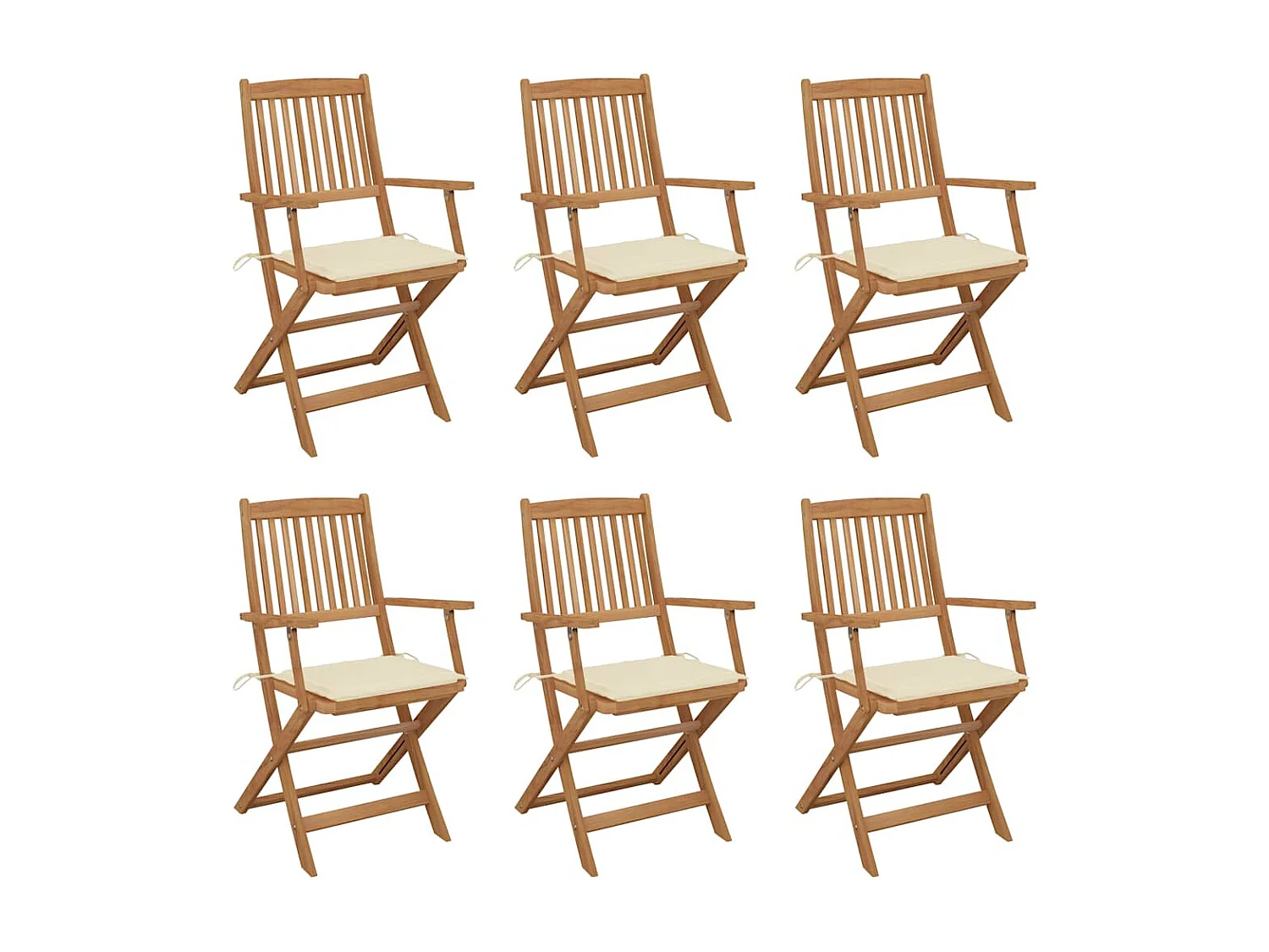 Chaises pliables de jardin lot de 6 avec coussins Bois d'acacia