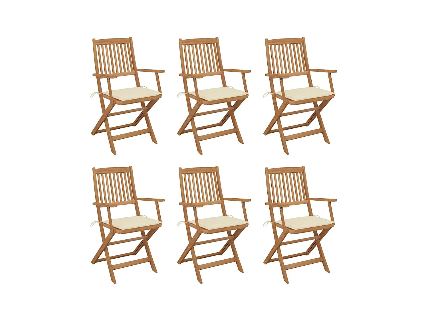 Chaises pliables de jardin lot de 6 avec coussins Bois d'acacia