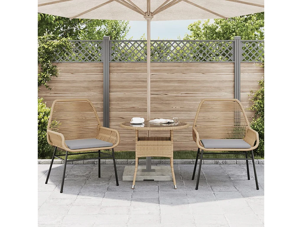 Gartenstühle 2er Set und braune Rattankissen