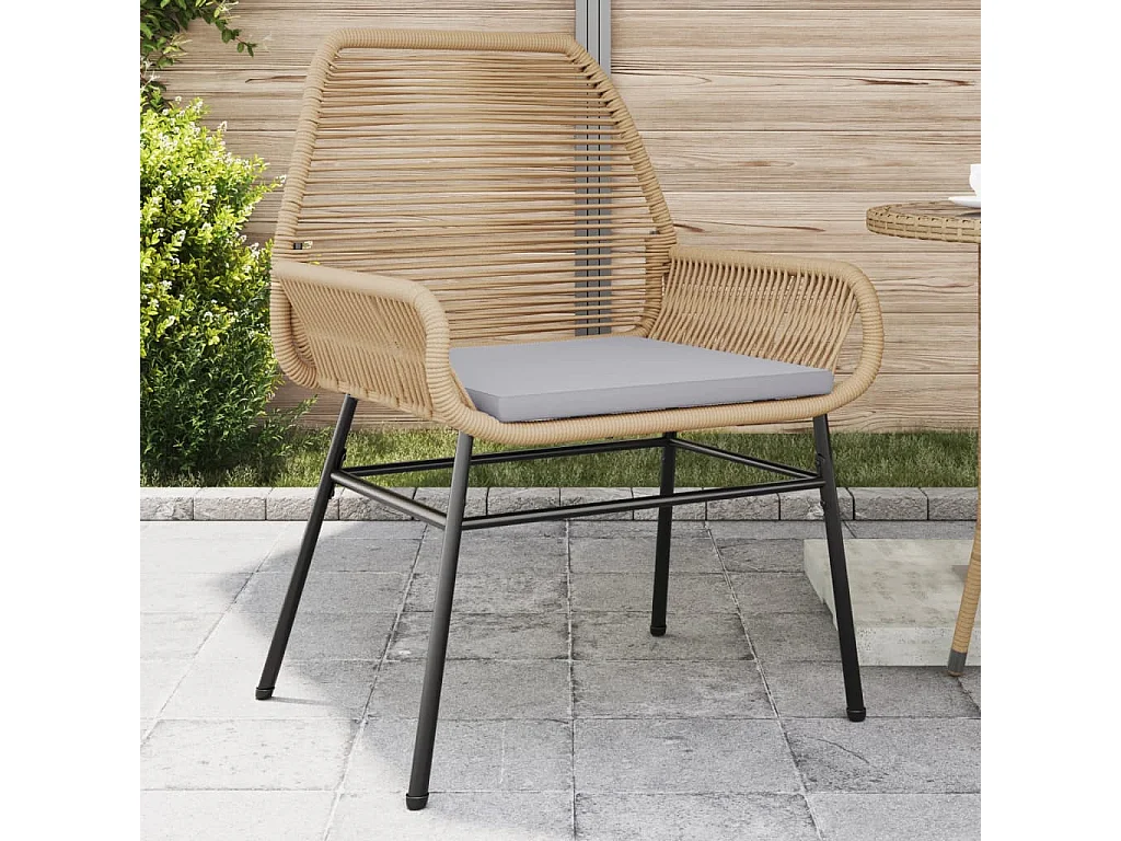 Set di 2 sedie da giardino e cuscini in rattan marrone