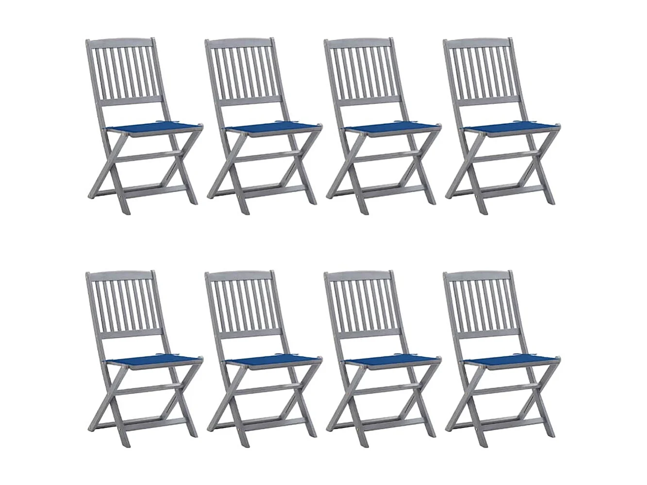 Chaises pliables d'extérieur lot de 8 et coussins Bois d'acacia