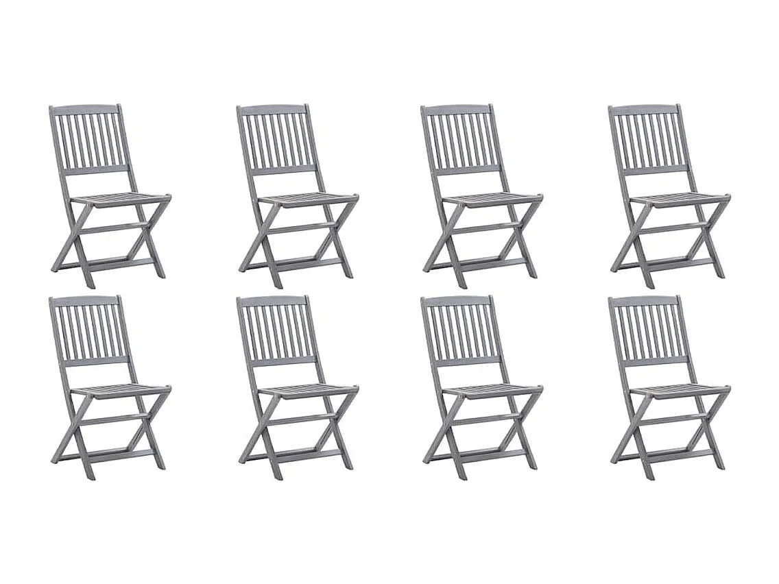 Chaises pliables d'extérieur lot de 8 et coussins Bois d'acacia