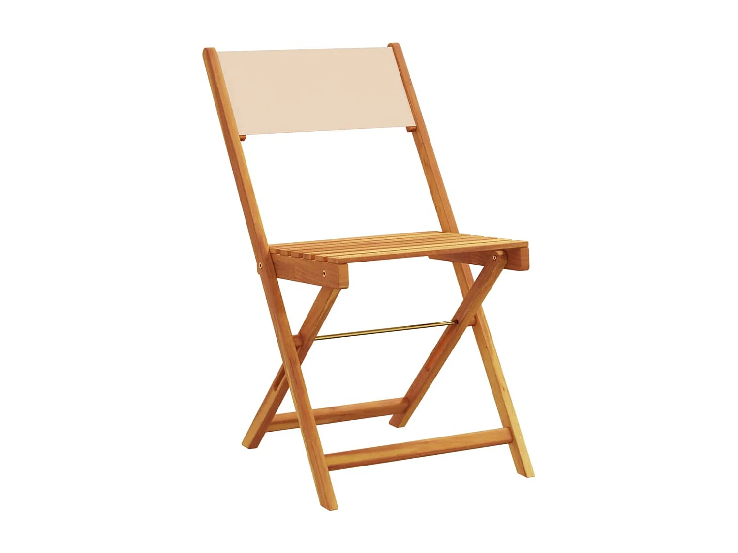 Set di 2 sedie da bistrot in legno massello di acacia beige e tessuto