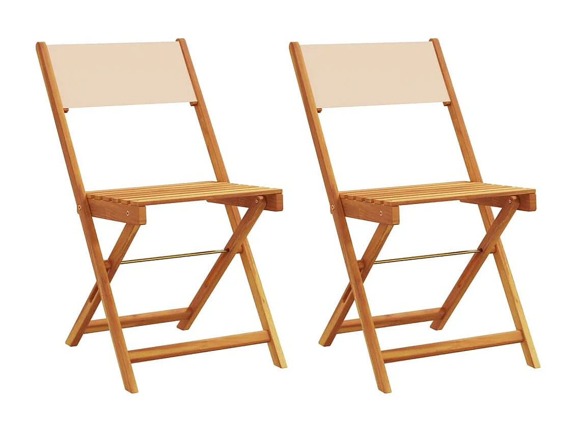 Chaises de bistrot lot de 2 beige bois d'acacia massif et tissu