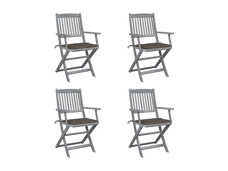 Chaises pliables d'extérieur lot de 4 et coussins Bois d'acacia