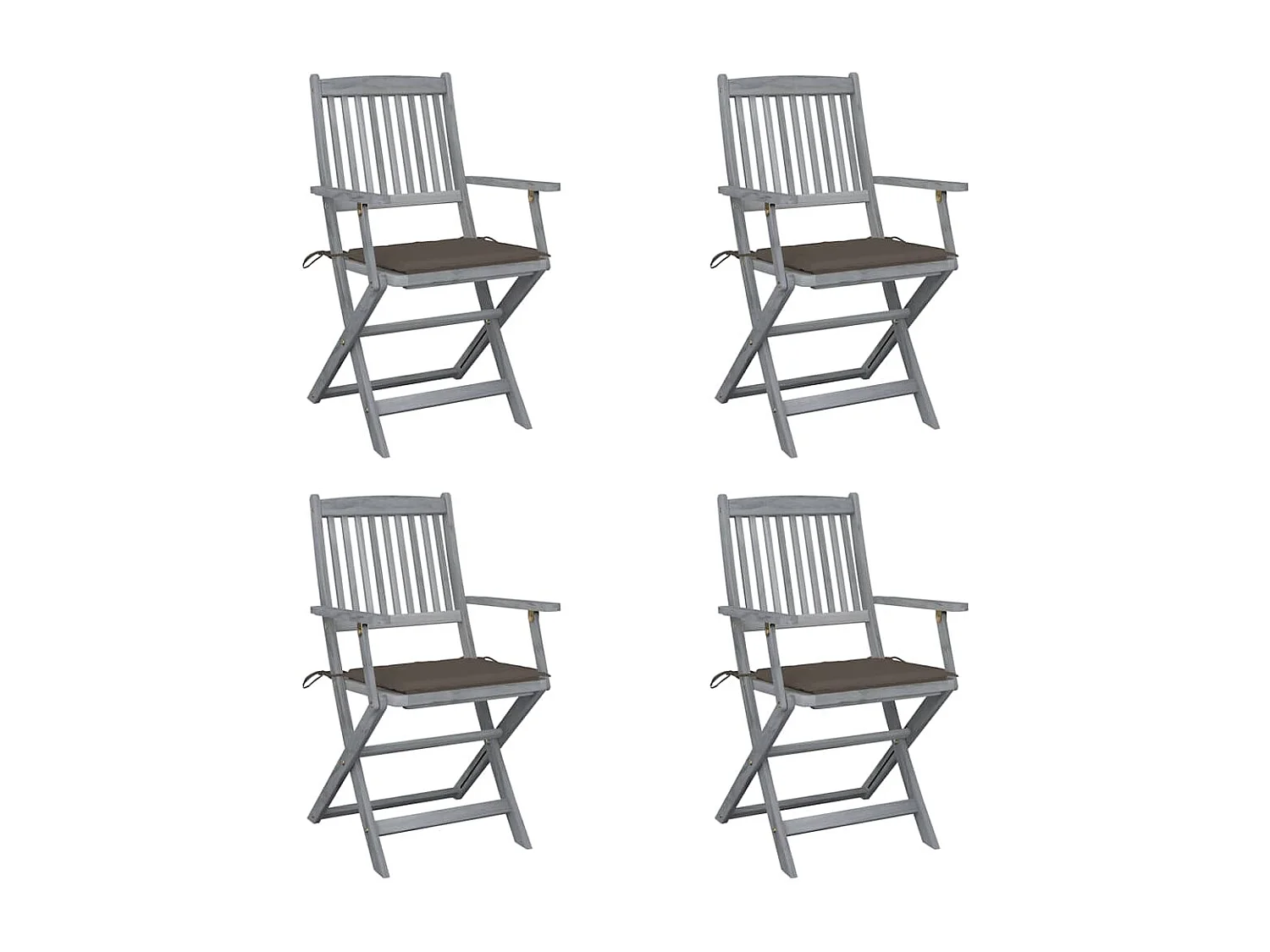 Chaises pliables d'extérieur lot de 4 et coussins Bois d'acacia