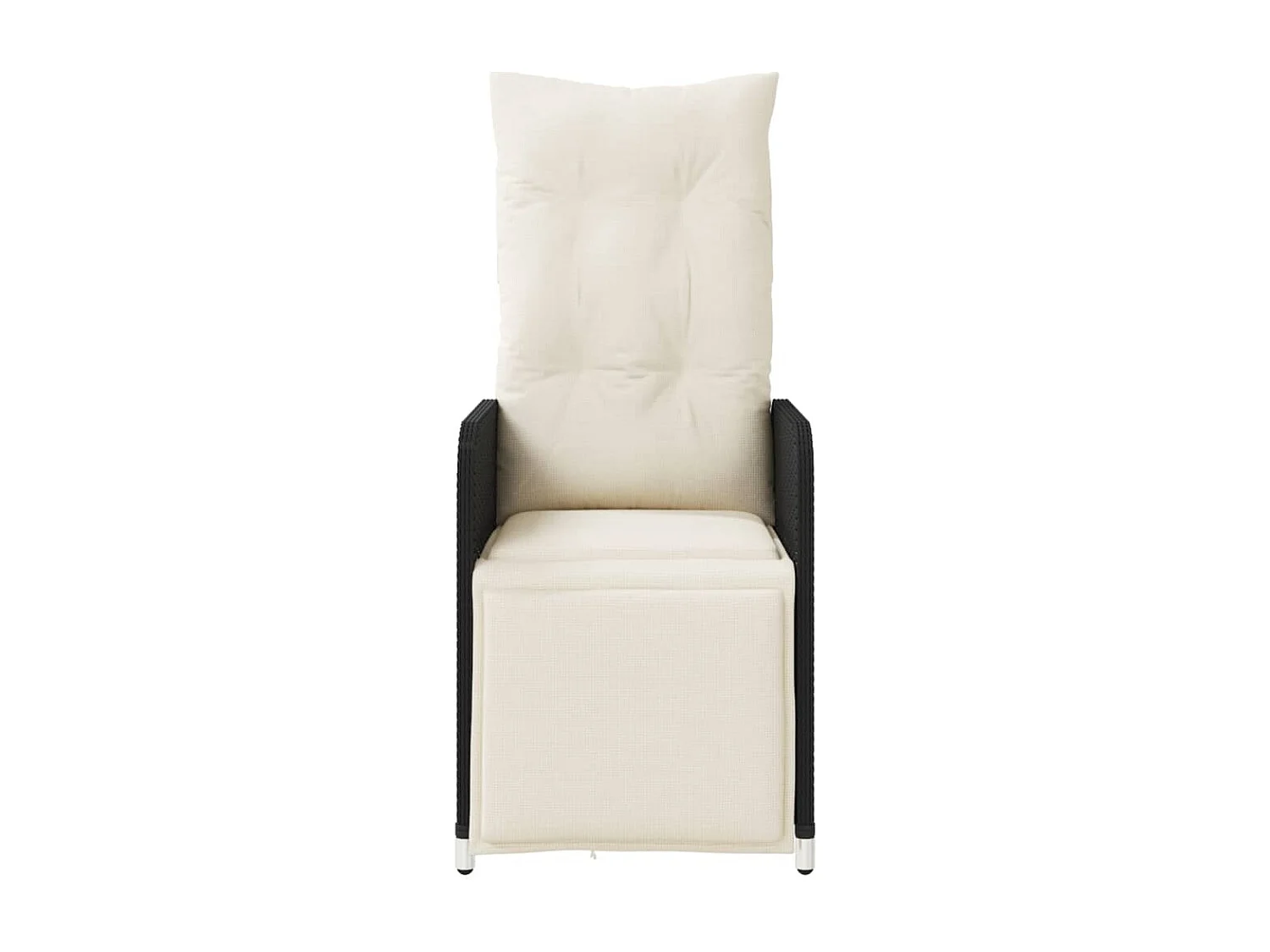 Silla de jardín reclinable con cojines de mimbre de resina negra