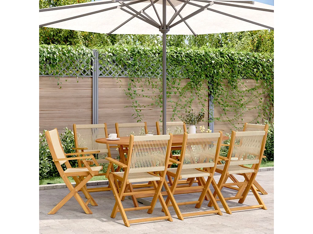 Chaises de jardin pliantes lot de 8 beige bois d'acacia massif