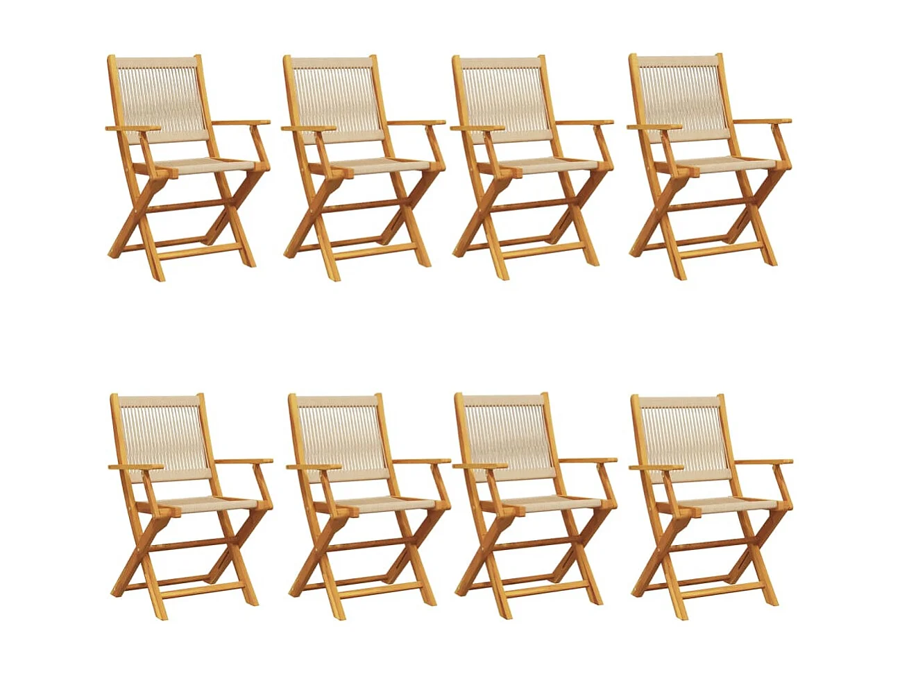 Chaises de jardin pliantes lot de 8 beige bois d'acacia massif