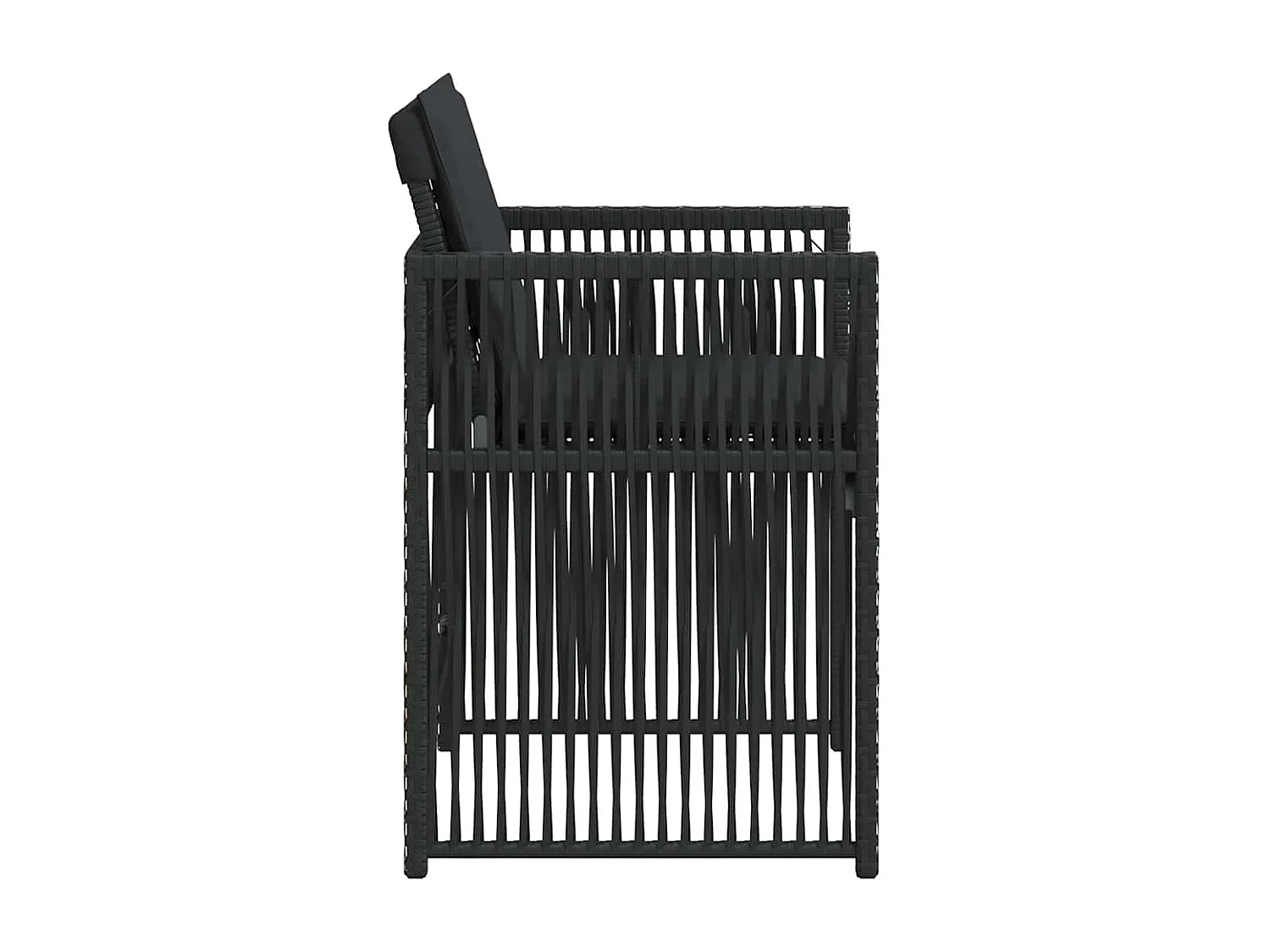 Chaises de jardin lot de 4 avec coussins noir résine tressée