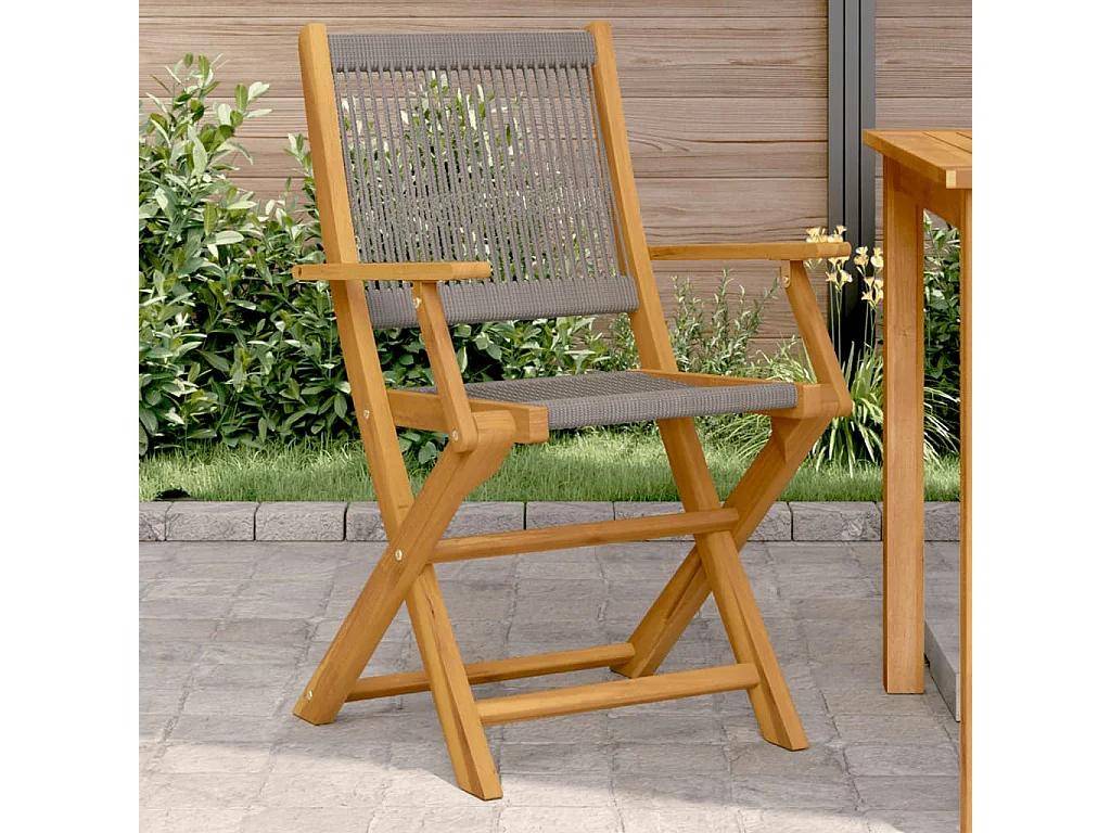 Chaises de jardin lot de 2 gris bois d'acacia et polypropylène