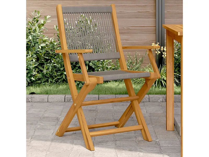 Chaises de jardin lot de 2 gris bois d'acacia et polypropylène
